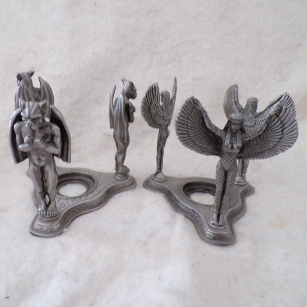 4" Winged Angel Tea Light Holder Figurine Sculpture + Gargoyle Lavaggi Unique